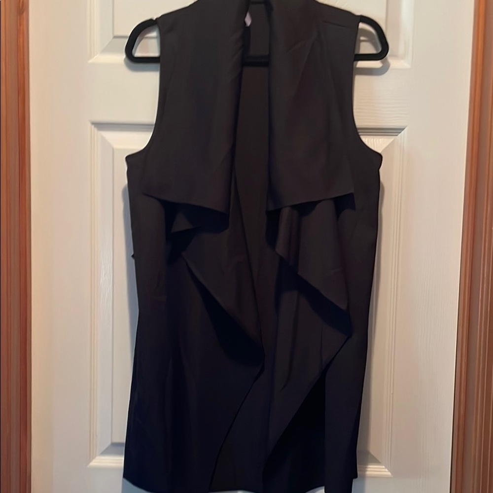 Revamped/ Cardigan, Black Sleeveless Waterfall Vest, Women’s small